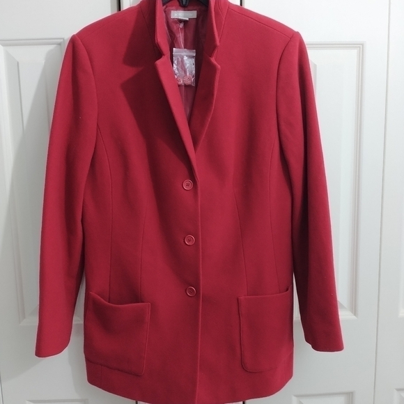 Nordstrom Red Wool/CASHMERE Coat Blazer Jacket 12 - Picture 2 of 12